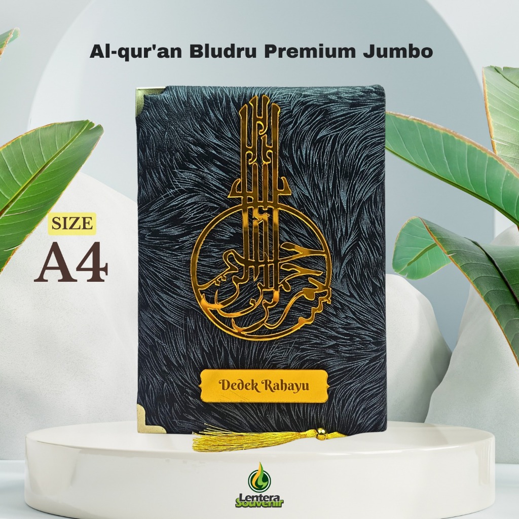 Lentera - Alquran Custom Nama Bludru Premium Jumbo A4  Terjemahan / Al Qur'an Jumbo Mahar Seserahan