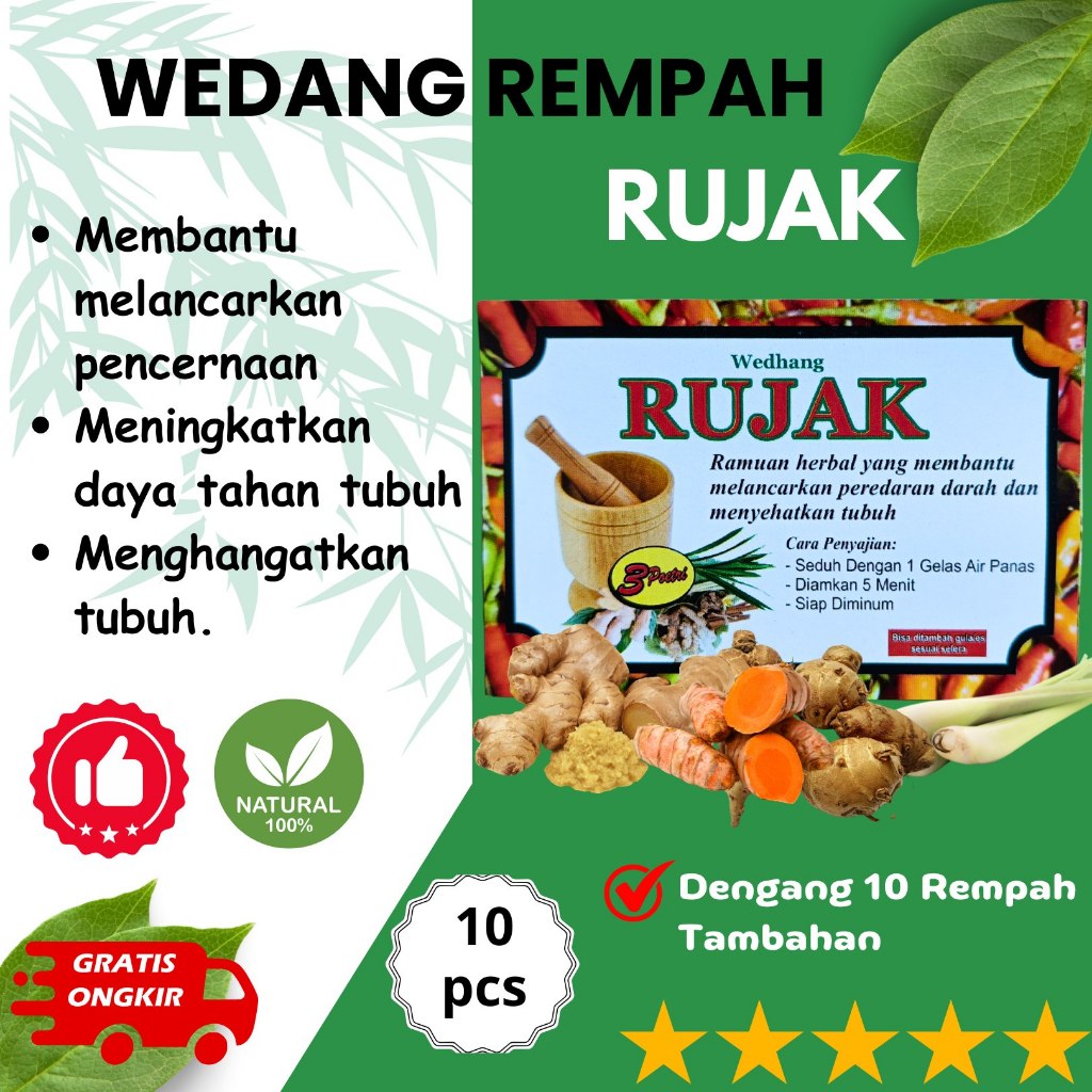 

Wedang Rempah Rujak - Wedang Rempah Untuk Flu, Batuk dan Demam - Bisa Request Dengan Gula dan Tidak - Isi 10 Pcs