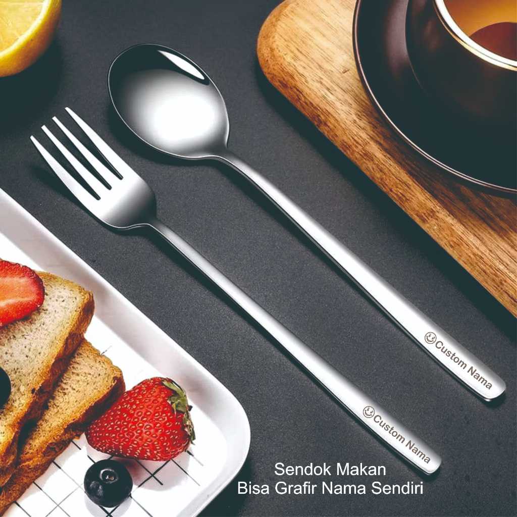 Sendok Korea Nama | Sendok Garpu Nama Free Custom Tipe SD8801