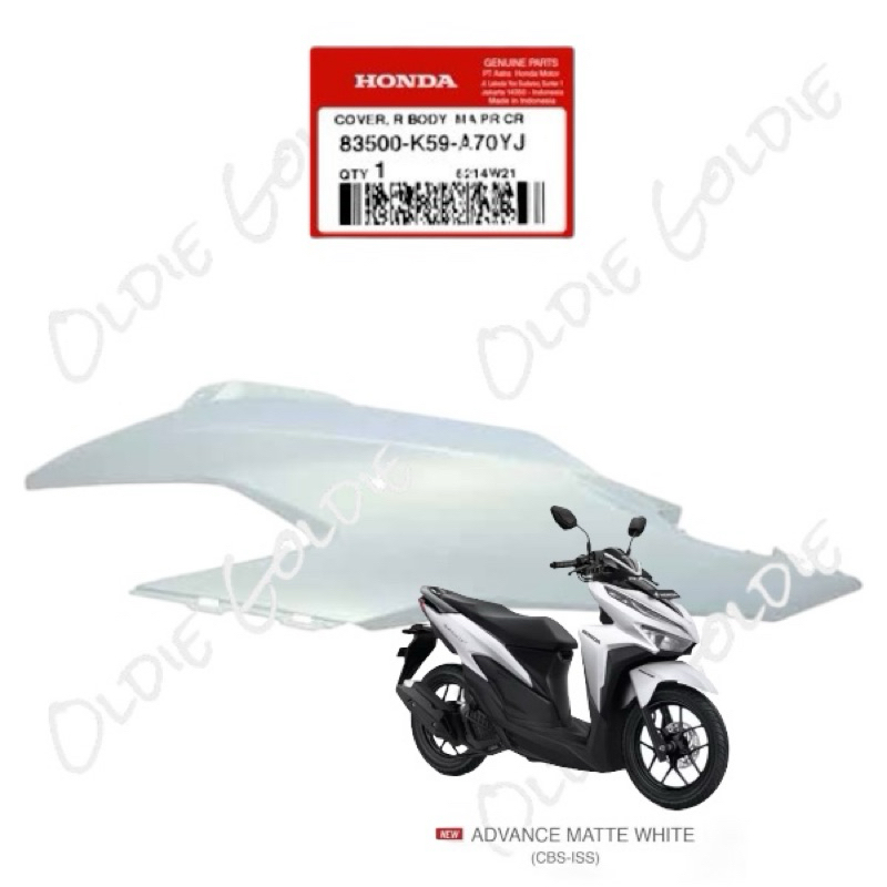 83500-K59-A70YJ Cover Body Kanan Vario 125 LED 2021 Putih Dof