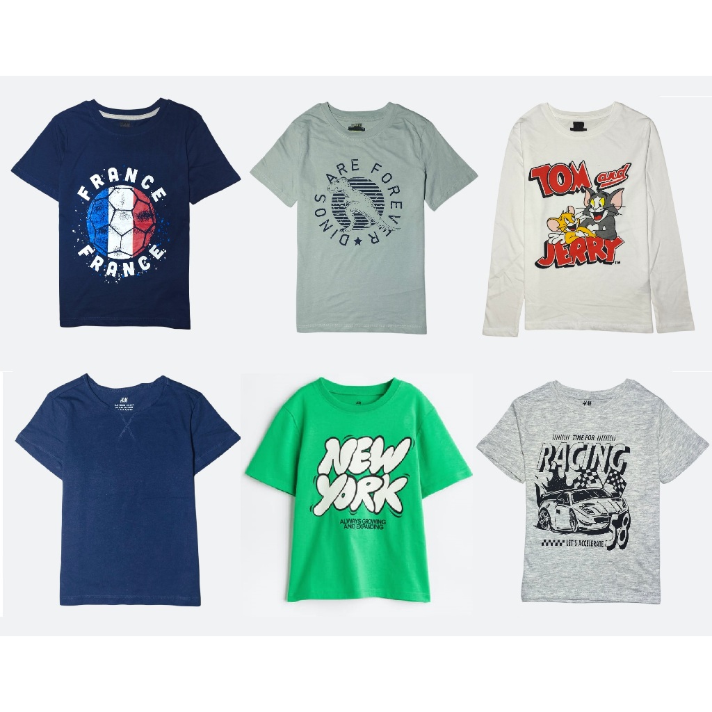 Baju Kaos Lengan Pendek Anak Laki Laki Branded Hm 1 2 3 4 5 6 7 8 9 10 Tahun
