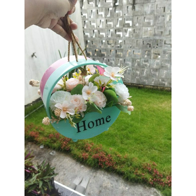 Tanaman bunga hias plastik artificial bunga gantung tempel dinding