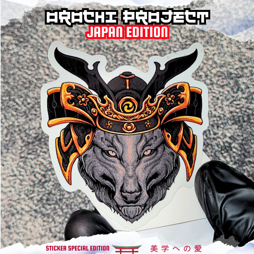 

Sticker Stiker Wolf With Japanese Helmet Special Edition Hologram Vinyl Anti Air HP Laptop Tumbler Motor Helm