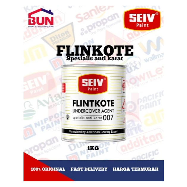 CAT ANTI KARAT SEIV FLINKOTE 007 (1 KG) - PLINGKOTE BESI SEIV 007 - FLINTKOTE SEIV CAT BESI ANTI KAR