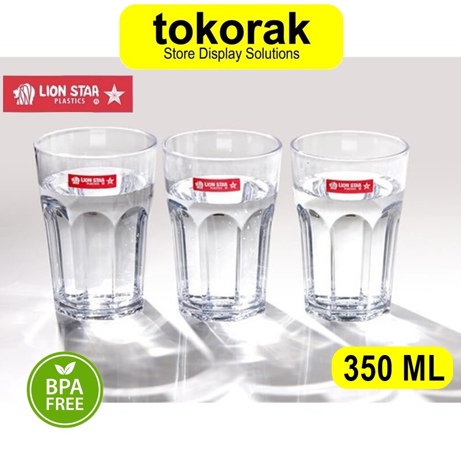 GELAS AKRILIK MURANO 350 ML MUG GELAS PLASTIK BENING ANTI PECAH 350ML FOOD GRADE GL-95 LION STAR GEL
