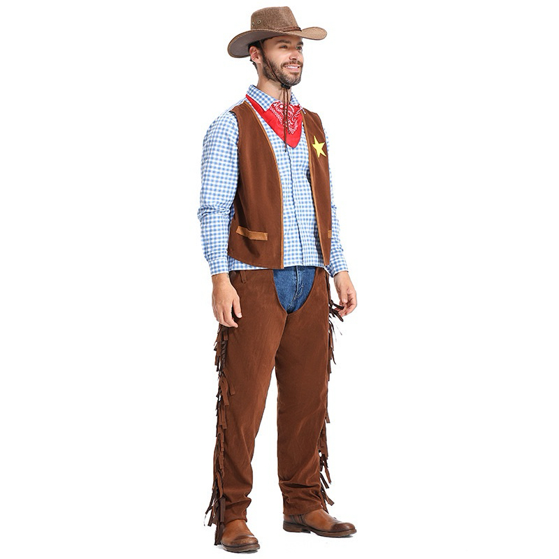 cowboy man adult costume halloween | kostum koboi pria dewasa set