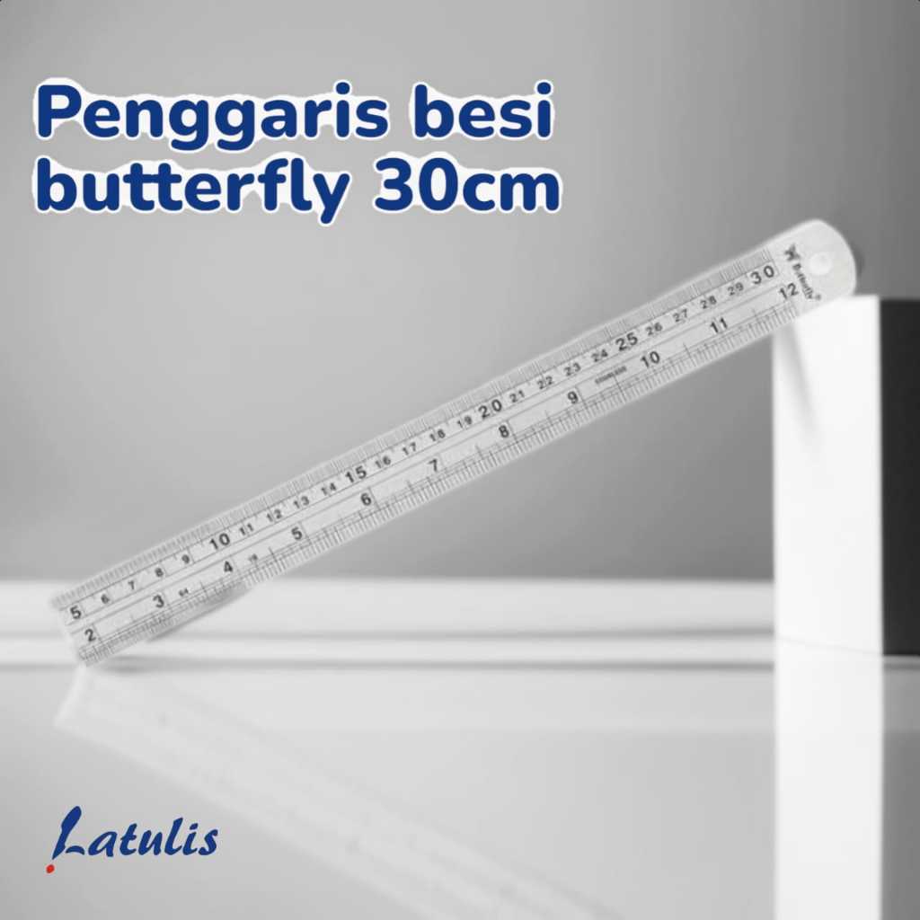 

Penggaris Besi 30 cm Butterfly / Stainless Steel Ruler / Garisan Premium (Pack)