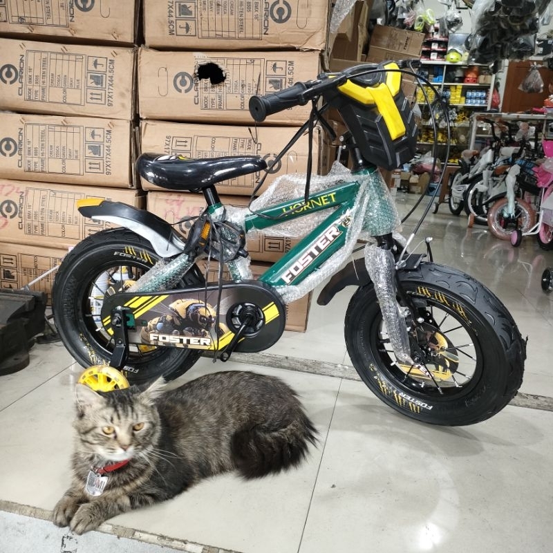 sepeda anak BMX 12 in ada musik dan lampu nyala ban bisa pompa angin roda empat 2-5 tahun
