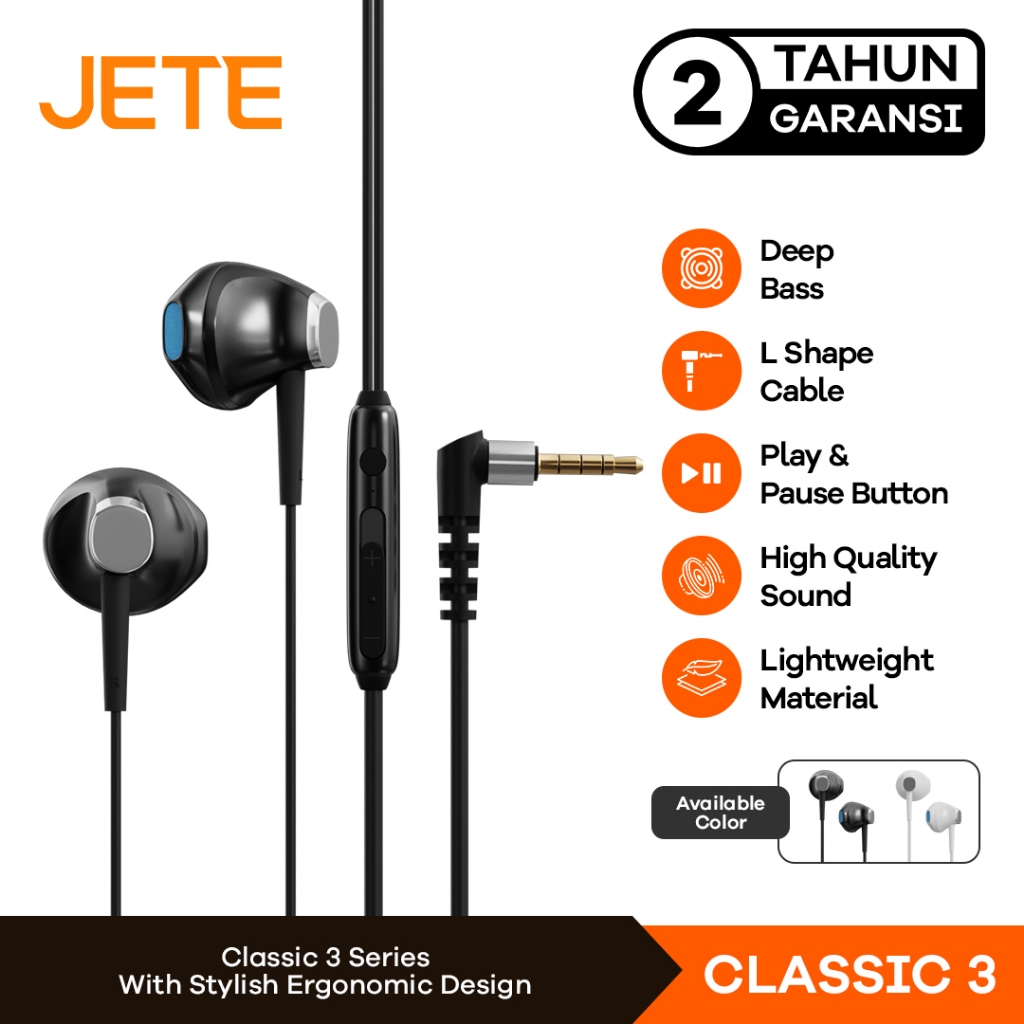 JETE Headset Earphone Stereo JETE Classic 3 - GARANSI 2 TAHUN