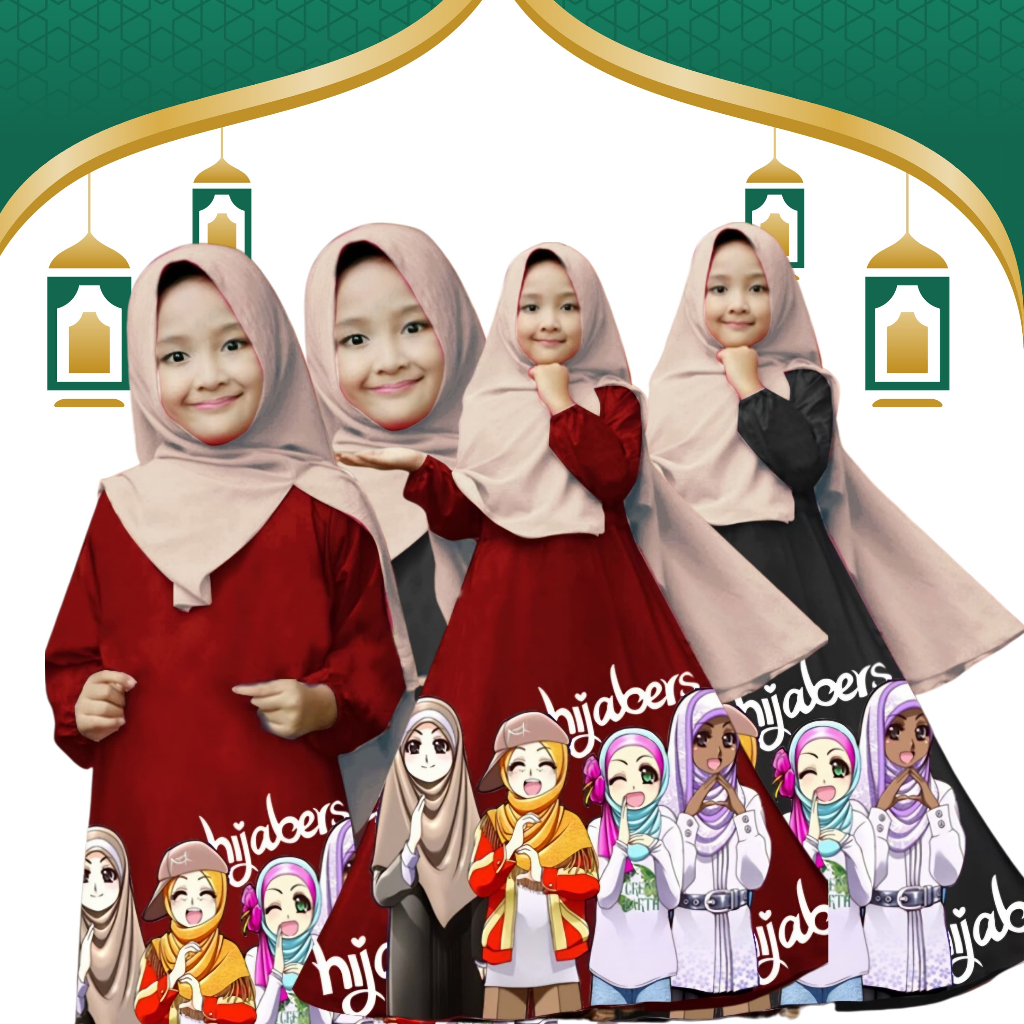 22155 BUSANA MUSLIM SYARI ANAK PEREMPUAN BAJU GAMIS WANITA LENGAN PANJANG PAKAIAN MUSLIMAH KIDS FASH