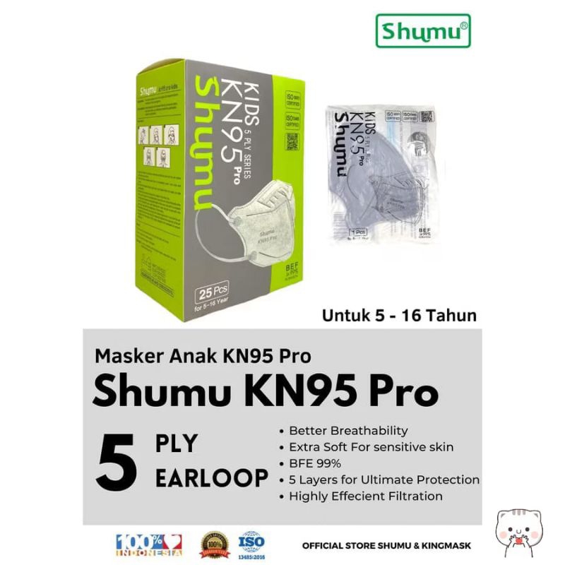 MASKER SHUMU KN95 PRO KIDS 5PLY
