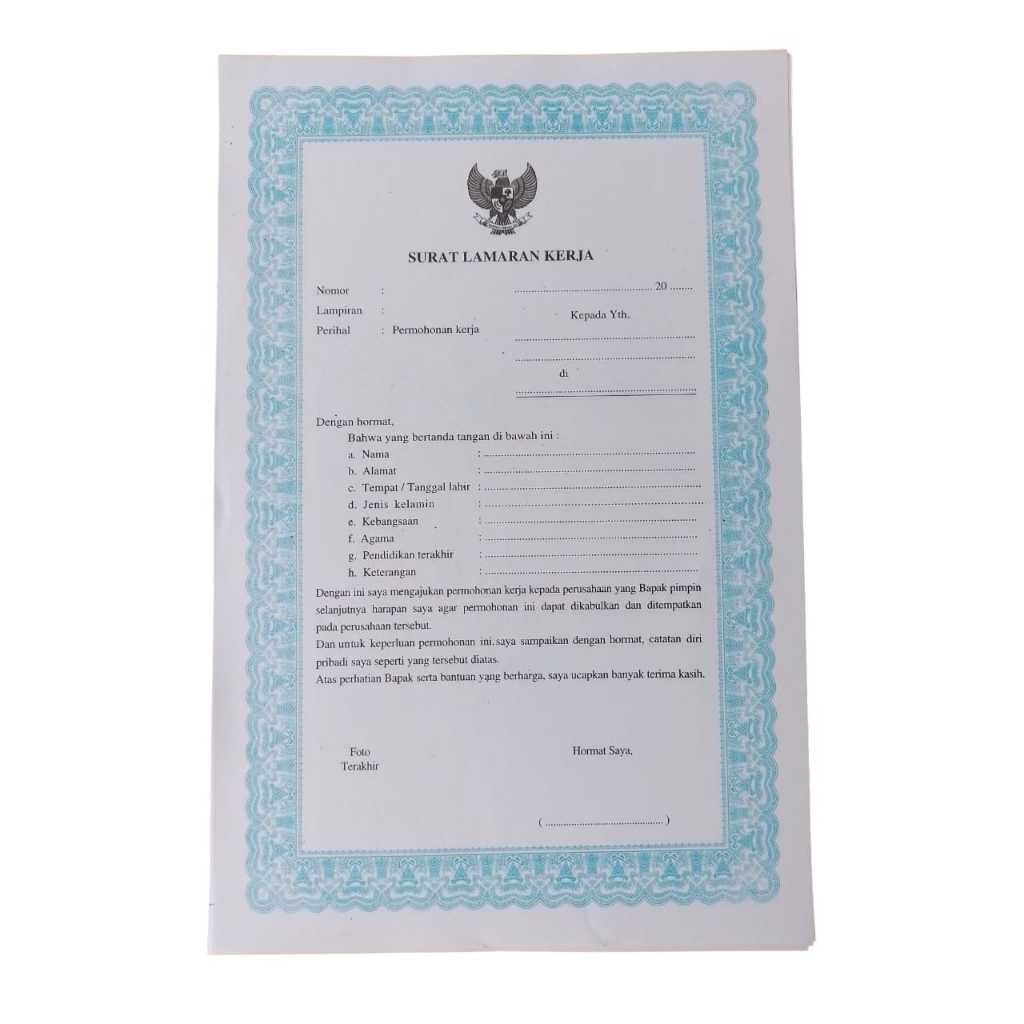 

Surat Lamaran Kerja & Daftar Riwayat Hidup (CV) – 1 Pack (100 Lembar)