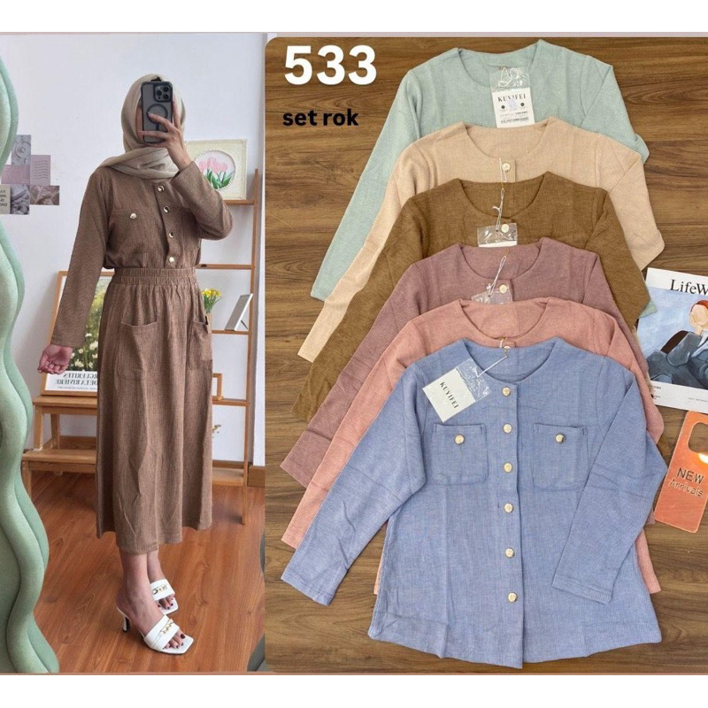 Kuyifei 533//setelan rok Kuyifei//pakaianwanitasby