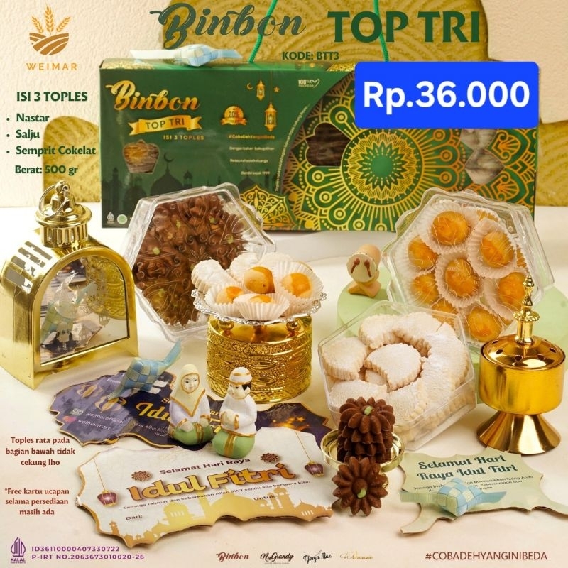 

Parcel/Hampers Lebaran Binbon Top Tri Free Kartu Ucapan