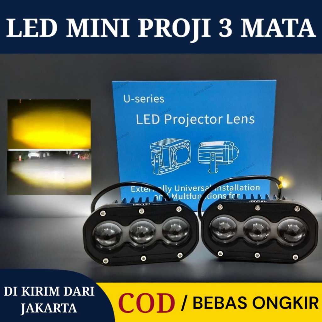 Lampu Mini Projie 3 Mata Lampu Tembak Laser Foglamp 3 Mata/Led Projector 3 Lens Superbright