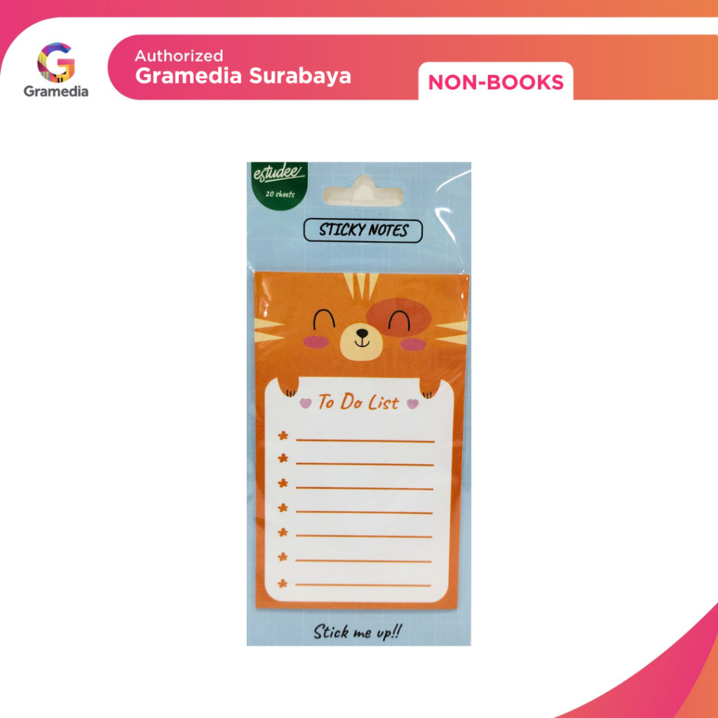 

Gramedia Surabaya - Estudee Sticky Note To Do List Cat Orange 76x125MM 20Sht
