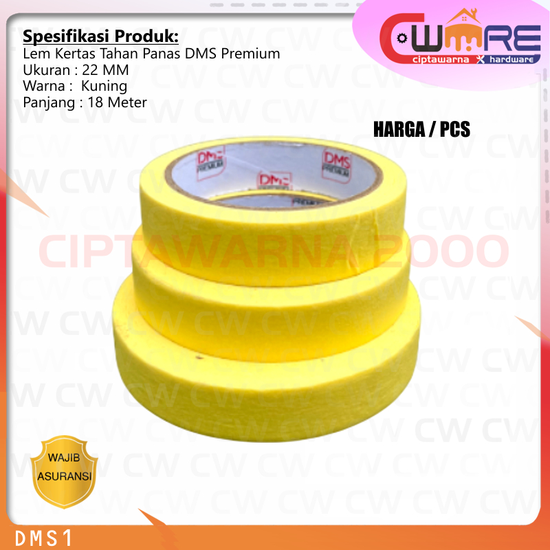 

em Kertas 22mm X 18m Dms Premium Lakban Kertas Isolasi Tape Kertas Tahan Panas