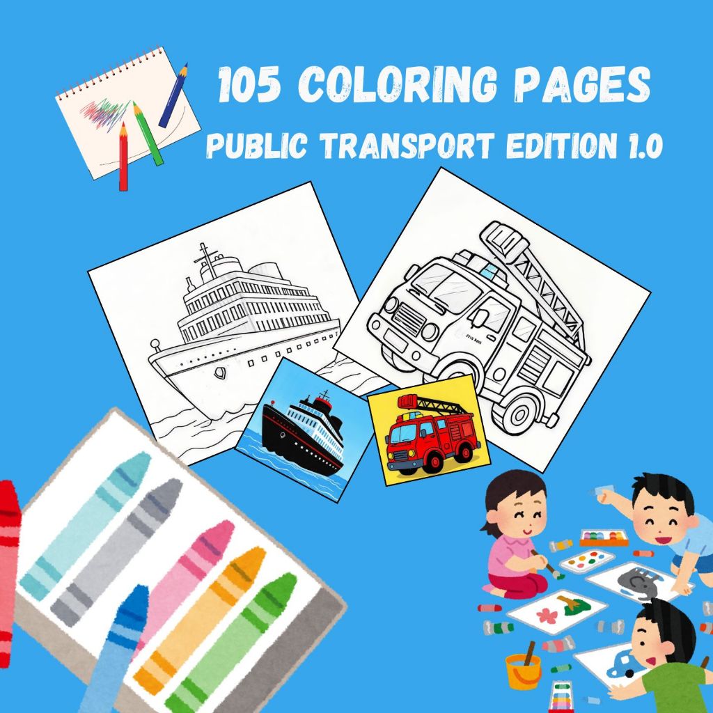 105 Halaman buku gambar siap di print