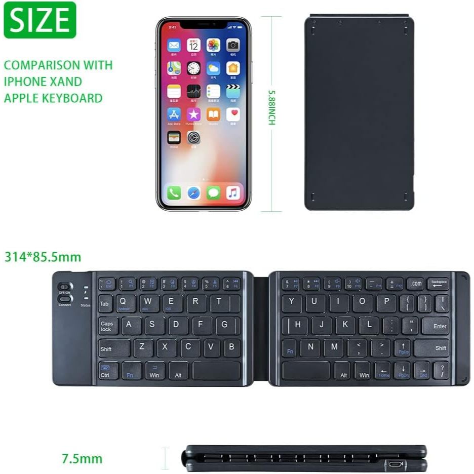 KEYBOARD BLUETOOTH PORTABLE LIPAT / KEYBOARD FOLDING UNTUK SMART PHONE