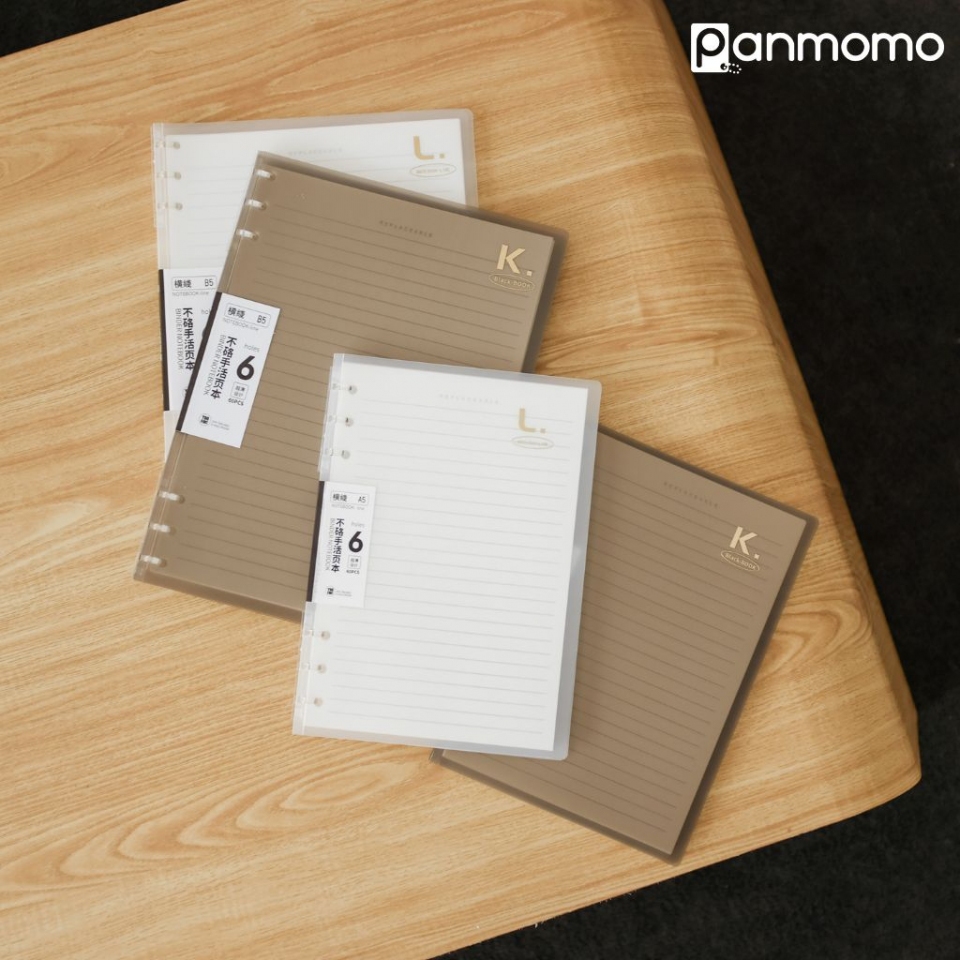 

PANMOMO Hard Cover 6 Ring Slim File Binder Notebook / Multiring Transparent Journal A5 B5