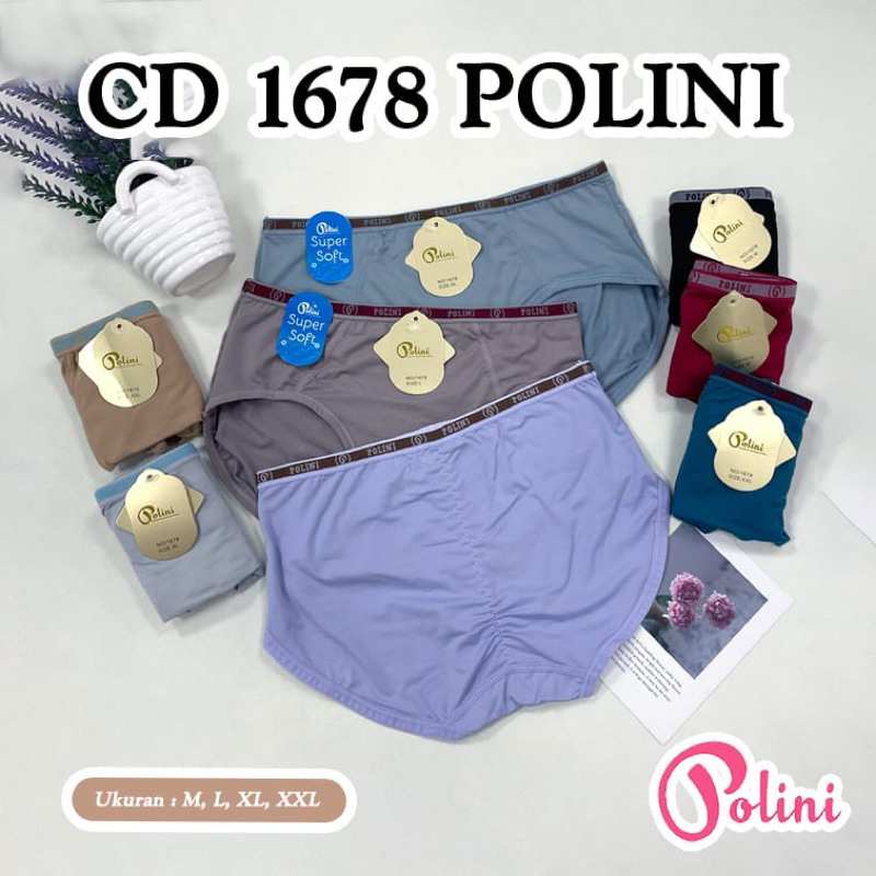 POLINI Celana Dalam Wanita Katun Mid Waist Cd Wanita High Quality 1678 Grosir  pakaian  dalam Pekanb