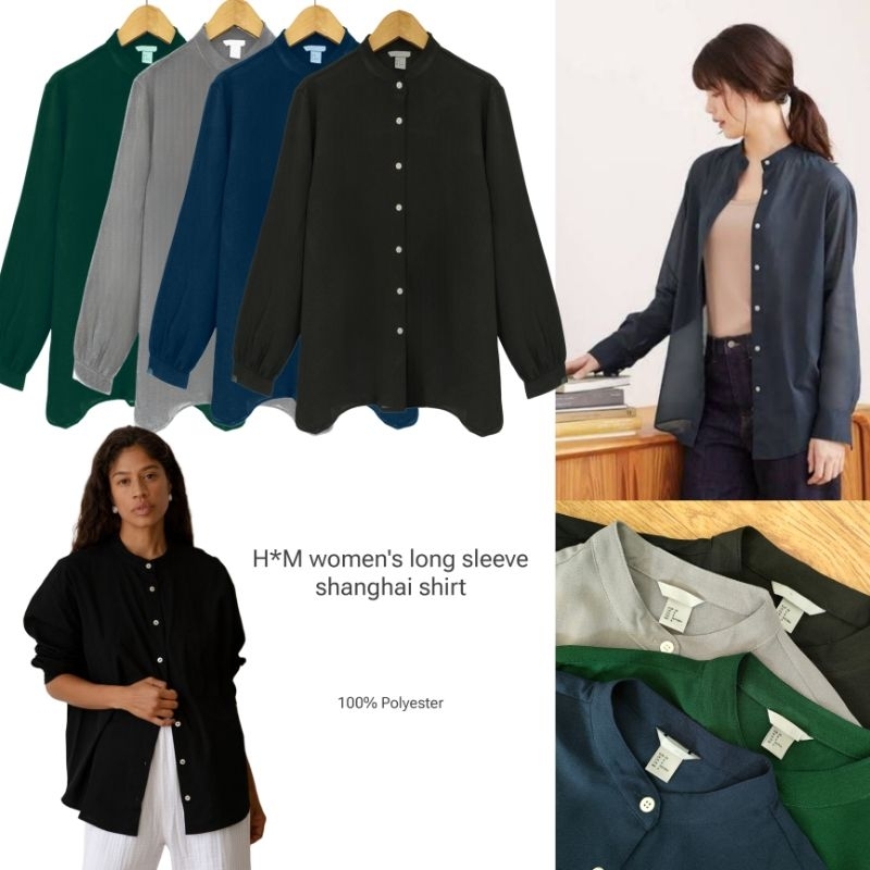 H*M women's long sleeve shanghai shirt / Kemeja kerah shanghai wanita branded / kemeja wanita terbar