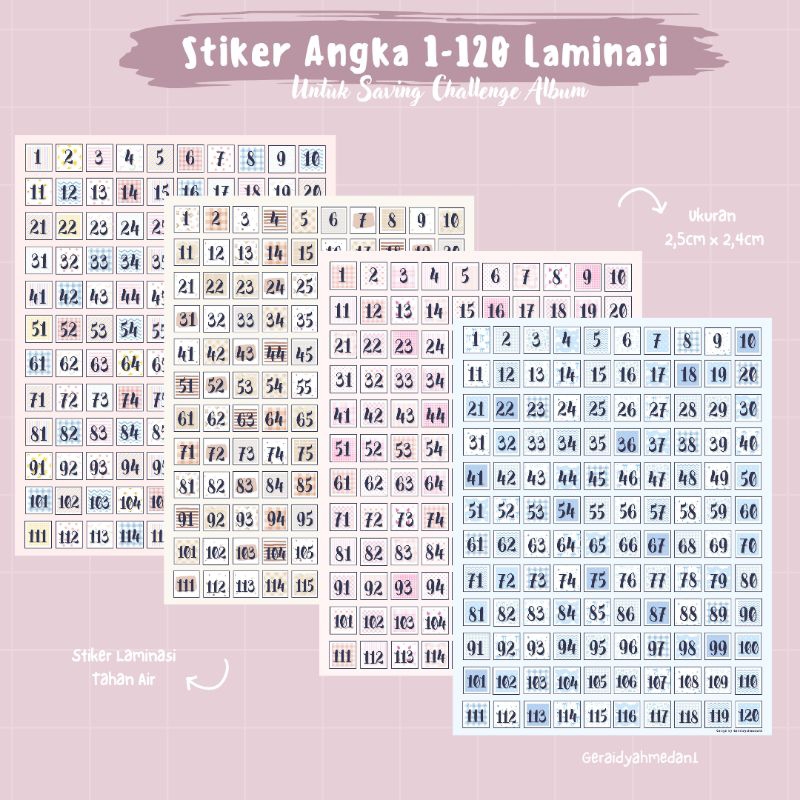 

Stiker Nomor 1-120 Motif Laminasi Tahan Air