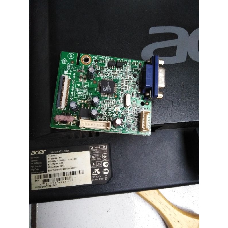 mainboard monitor acer p166hql, mesin monitor acer p166hql mobo monitor acer p166hql second