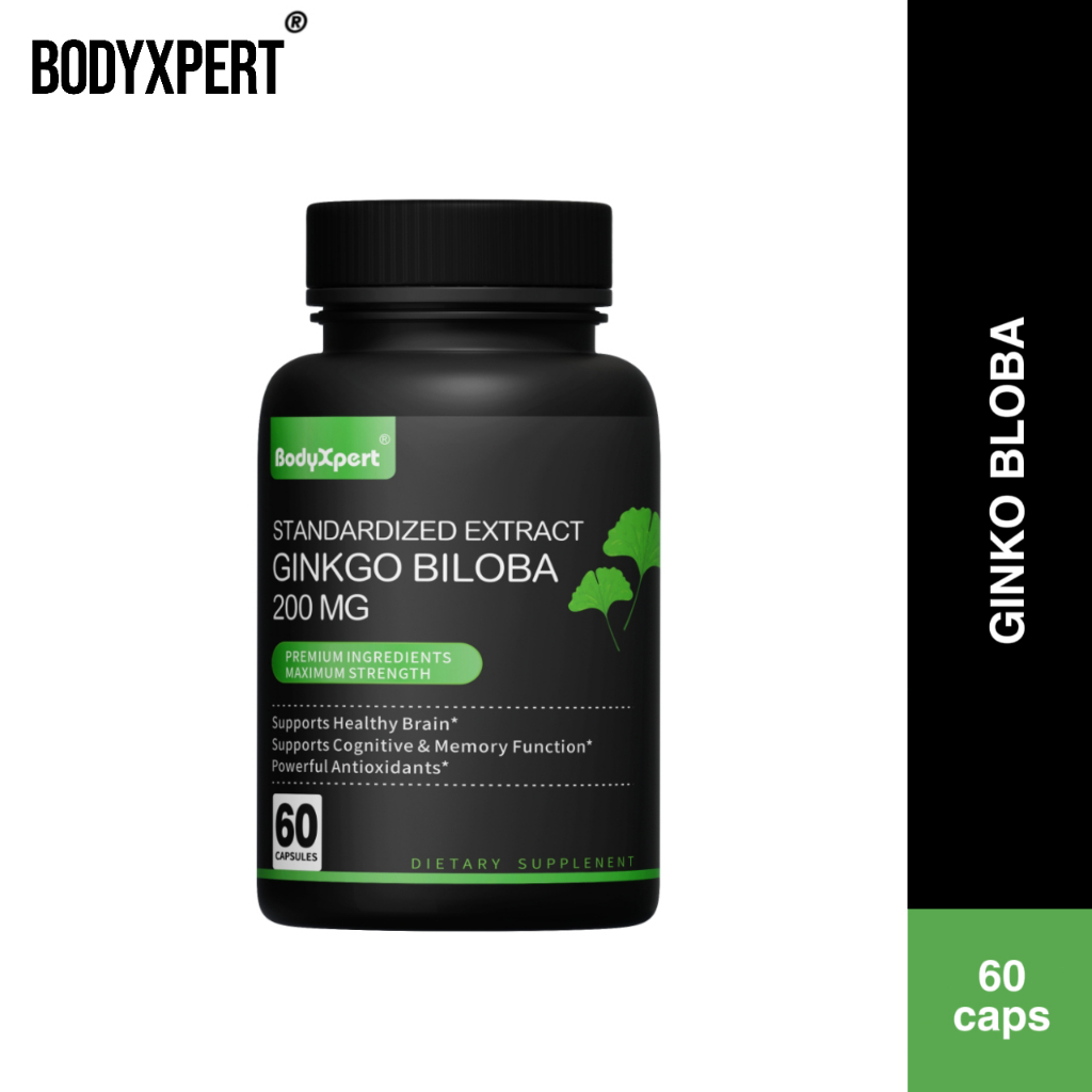 Ekstrak ginkgo 200 mg, ekstrak ginkgo organik, suplemen ginkgo, pil ginkgo, kapsul ginkgo, 60 kapsul