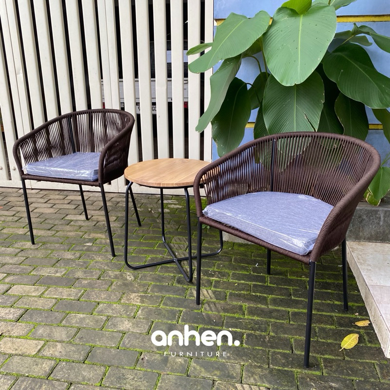 Set Kursi Teras Anyaman Tali Rope / Kursi Outdoor Anyaman Rope / Kursi Cafe Tali Rope