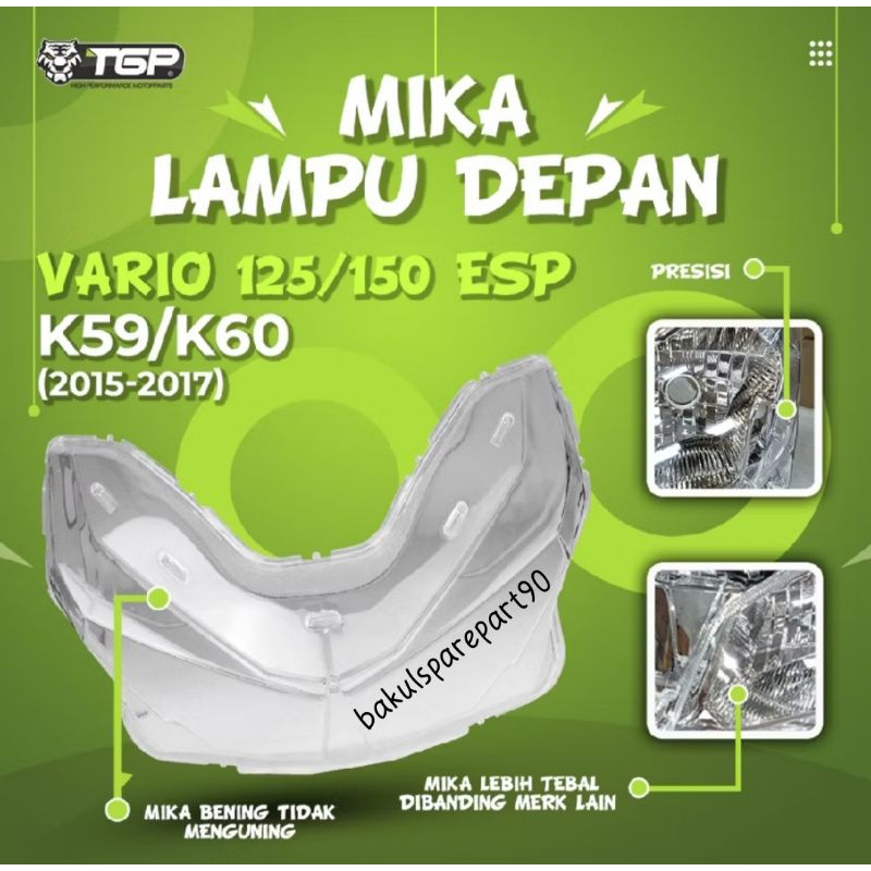 TGP Mika Kaca Lampu Depan Honda Vario 125 150 ESP  LED 2015 - 2017 / Mika Lampu Vario 125 150 Hiu / 