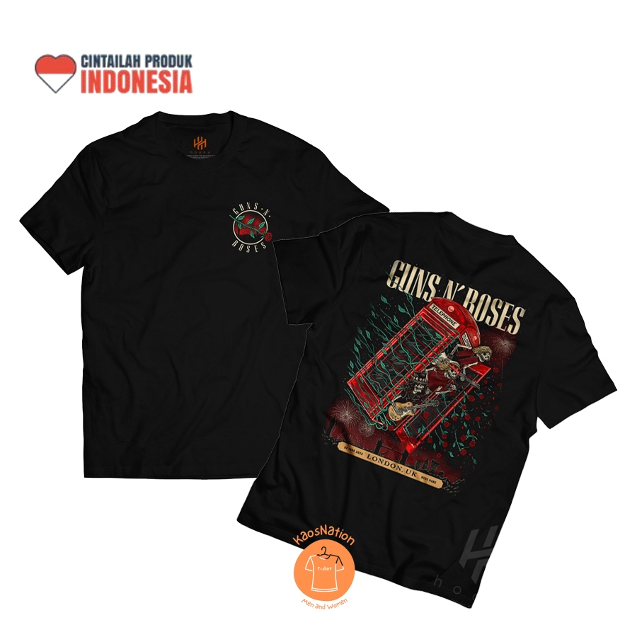 Hooka kaos pria warna hitam baju band GUNS N ROSES BAJU GNR