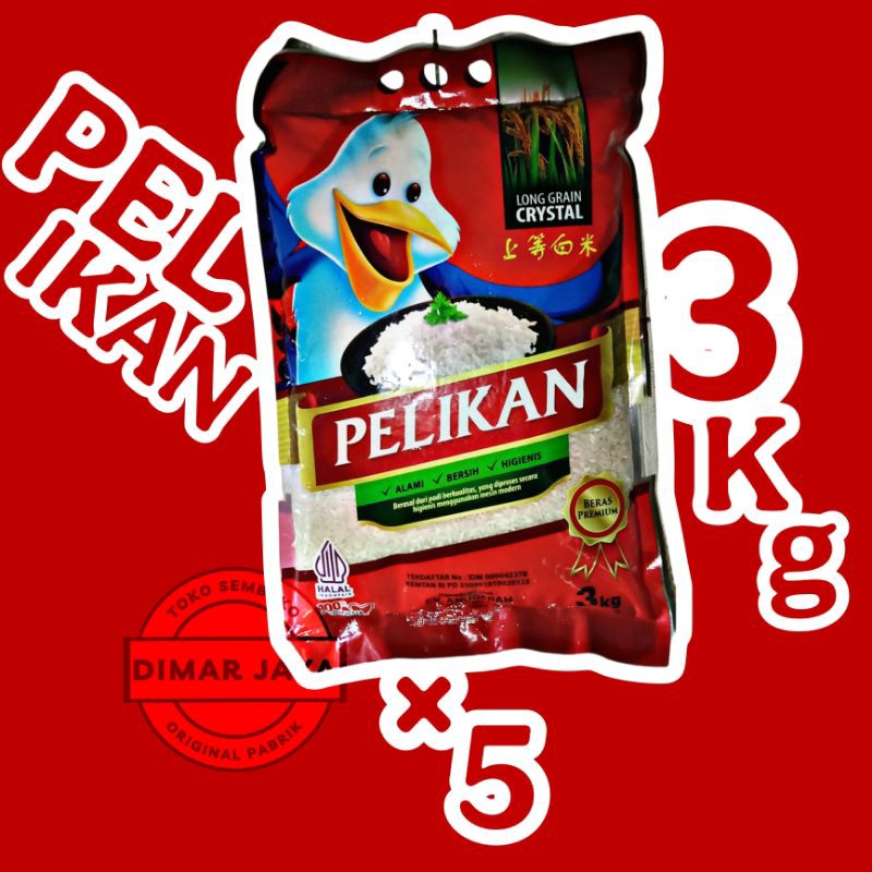 

Beras Pelikan Premium 15 Kg (Kemasan 3 Kg x 5)