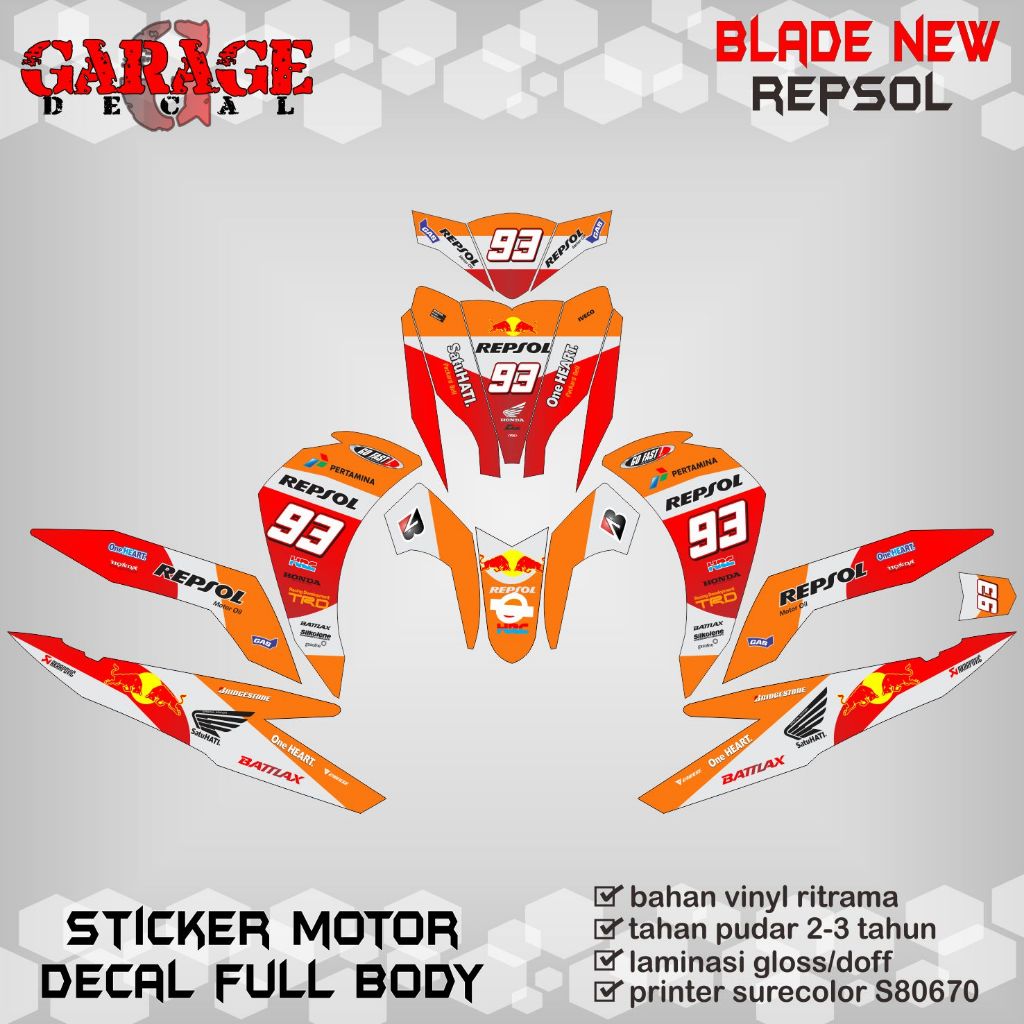 Decal Blade 125 New Full Body Stiker Blade 125 New Full Body Repsol