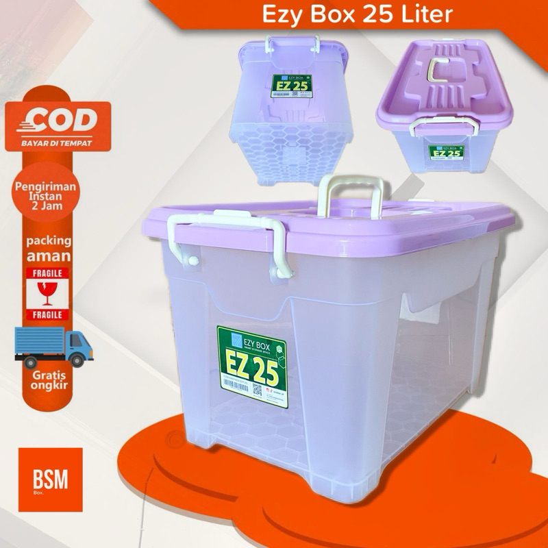 Box Container Plastik Ezy Cb 25 Liter Kontainer box murah Transparan Kotak Penyimpanan Barang Serbag
