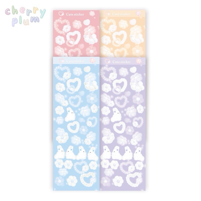 

CHERRYPLUM | Pearl and Bunny | Sticker Deco Photocard Toploader Journal Polco Kiss Cut Hologram | Bunny Animal Pearl Flower Heart