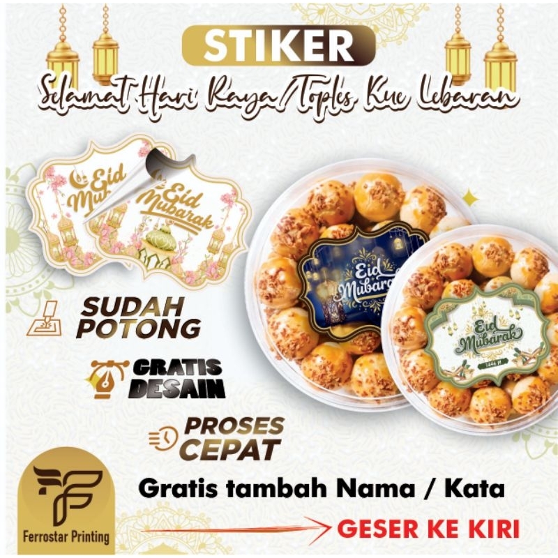

[KIRIM BESOK] Stiker selamat hari raya idul fitri/Stuker toples kuker lebaran/stiker lebaran/stiker ucapan selamat hari raya
