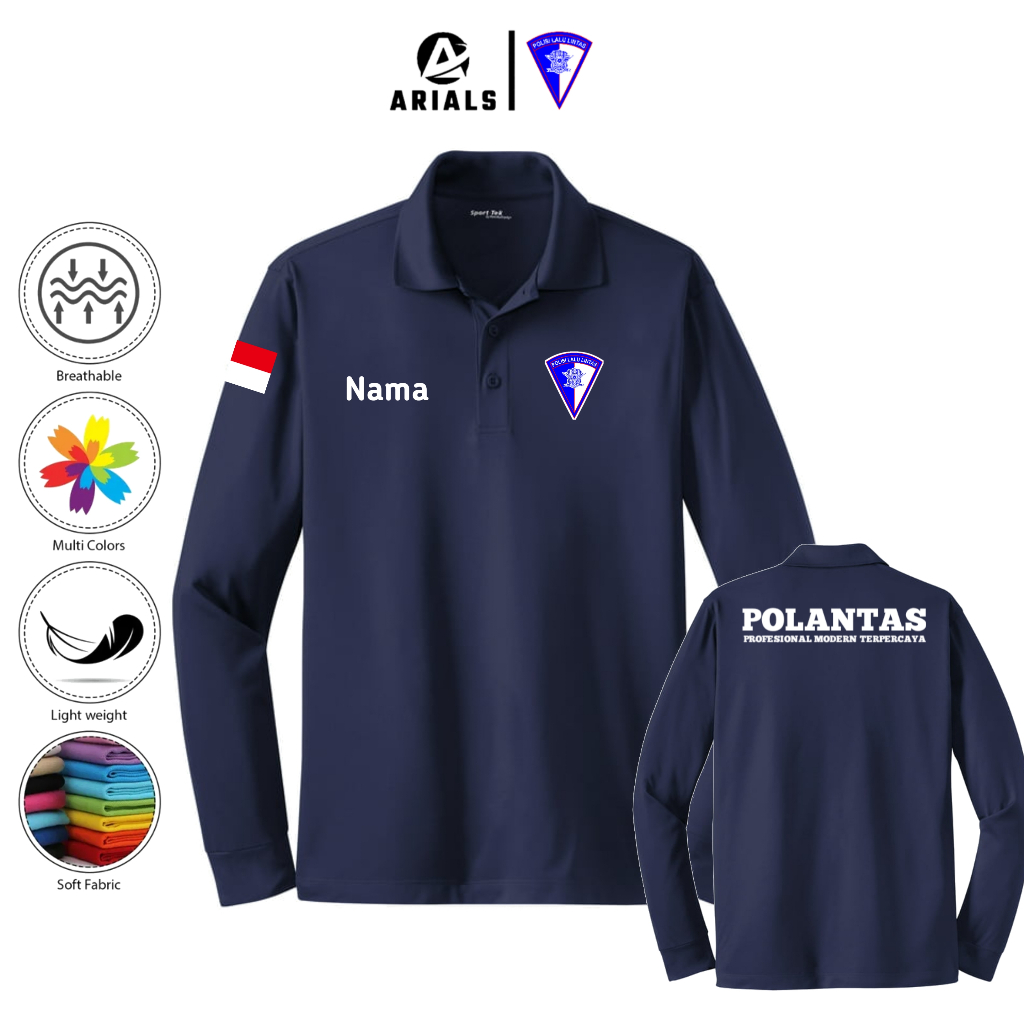 Arials Polo shirt Baju Kaos Kerah Lengan Panjang POLANTAS POLRI Republik Indonesia