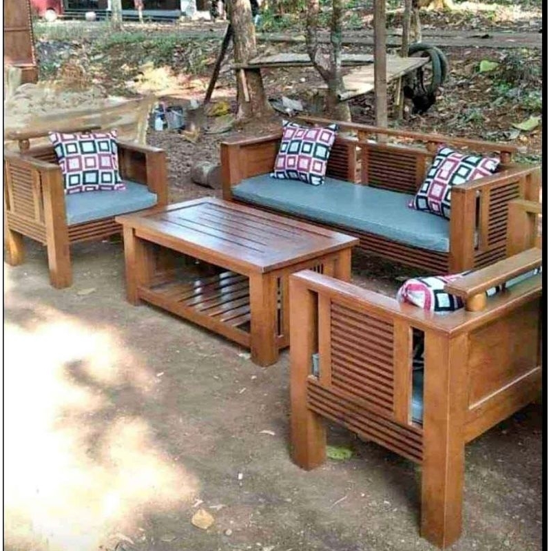 KURSI TAMU BOLA KAYU JATI TUA | KURSI TAMU MINIMALIS KURSI TAMU SUDUT JATI |  KURSI TAMU FURNITURE J