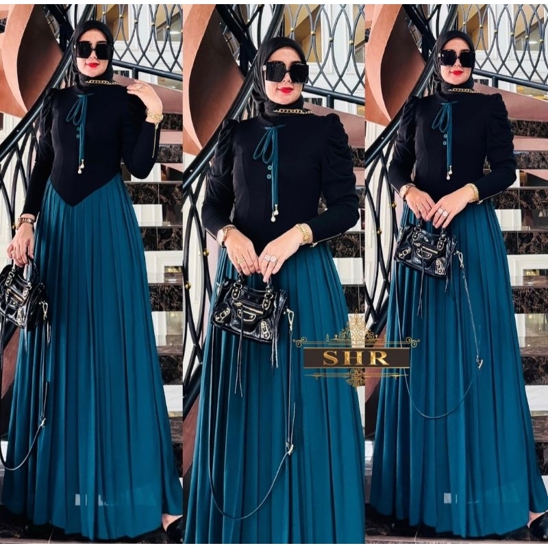 Ready Amanda Dress Kaos Rajut Mix Ceruty SHR Ori