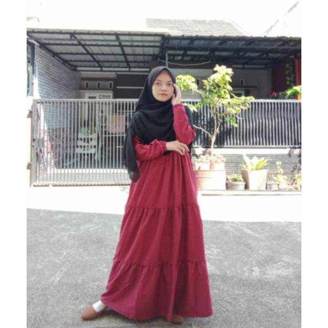 Dress wanita Gamis Remaja Bahan Katun Gamis Susun Bahan Katun