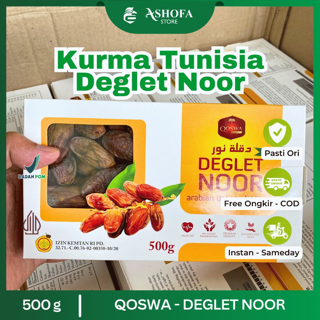

Qoswa Kurma Tunisia Tangkai Deglet Noor 500 gram Premium