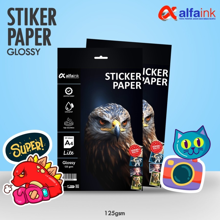 

KERTAS STICKER A4 GLOSSY STICKER PAPER LITE MURAH