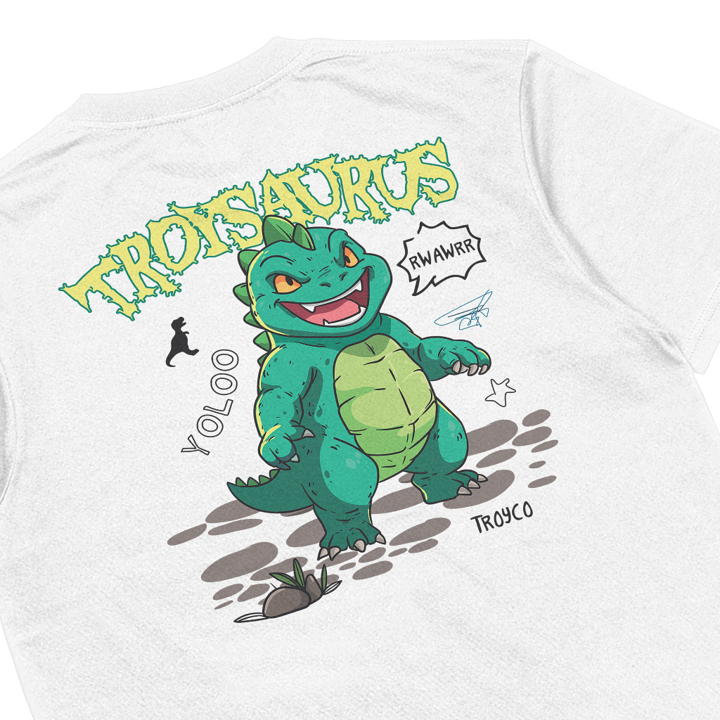 Troy Company Tshirt White Saurus - Kaos Pria Lengan Pendek Putih MT 2809