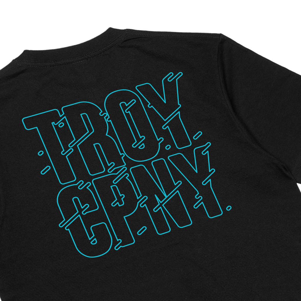 Troy Company Tshirt Black Glitch Ciano - Kaos Pria Lengan Pendek Hitam MT 2747
