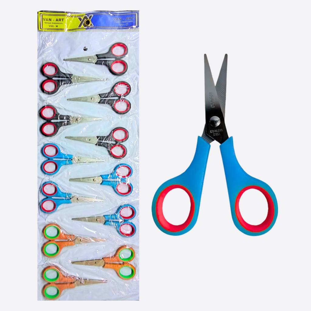 

12 PCS Gunting Renceng Kecil Pendek Scissors Stainless Stell Tajam ATK Potong Kertas Bukan Pacman