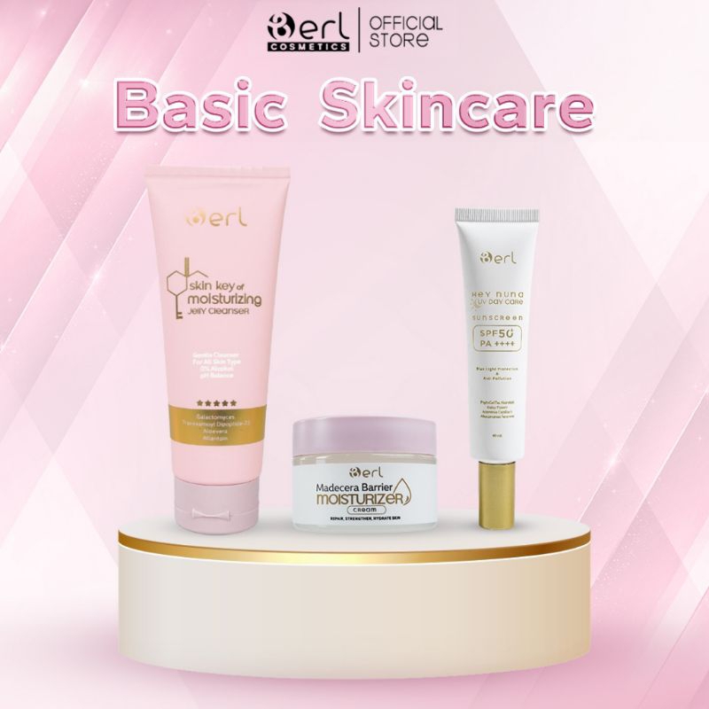 Paket Basic Skincare / Berl / Berl Cosmetics / Cleansing / Moisturizing / Protecting / Paket Pemula 