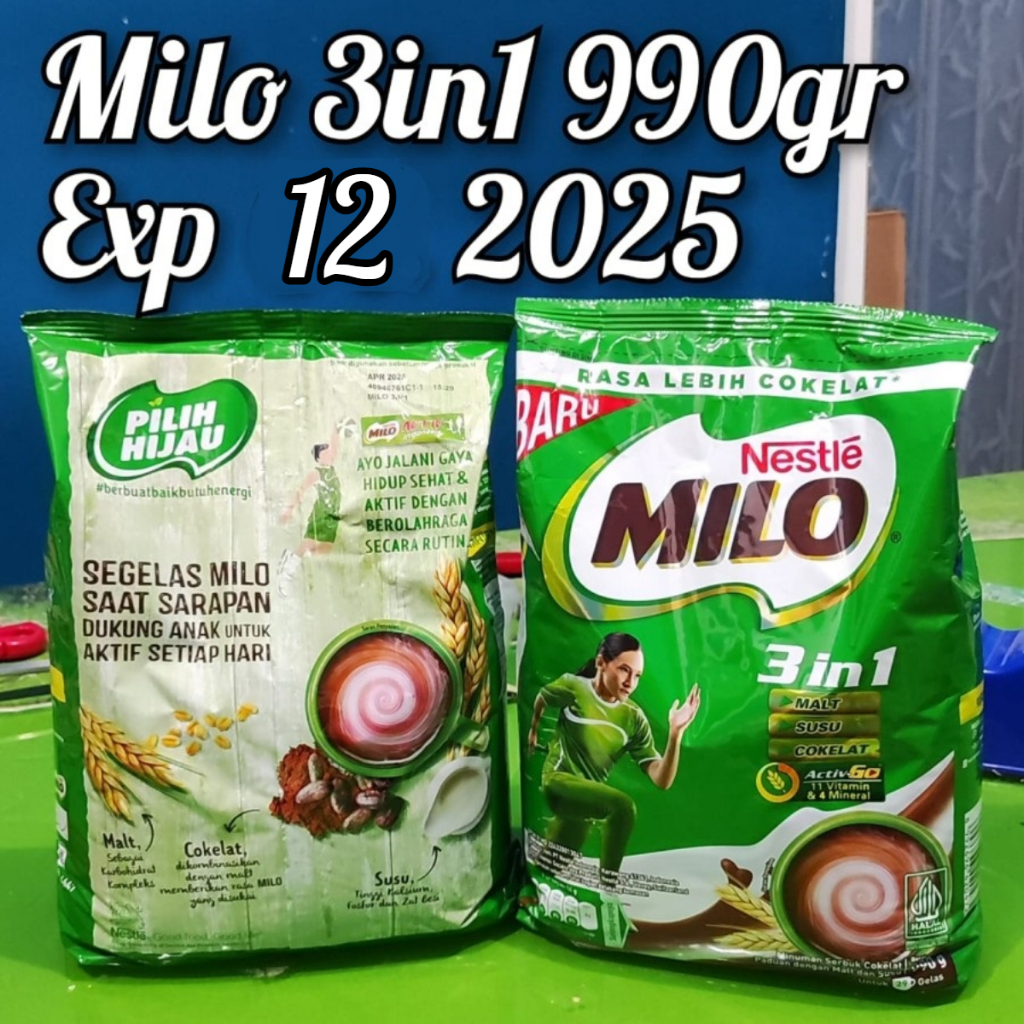 

Nestle Milo 3 in 1 990GRAM milo 3in1 bubuk susu cokelat 3in1 990GR nestle milo 3in1 50gram milo 3in1