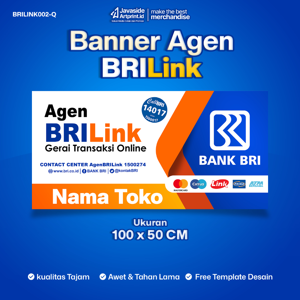 SPANDUK BANNER AGEN BRILink FLEXI 280 GSM - BRILINK002-Q UKURAN 100 X 50 CM