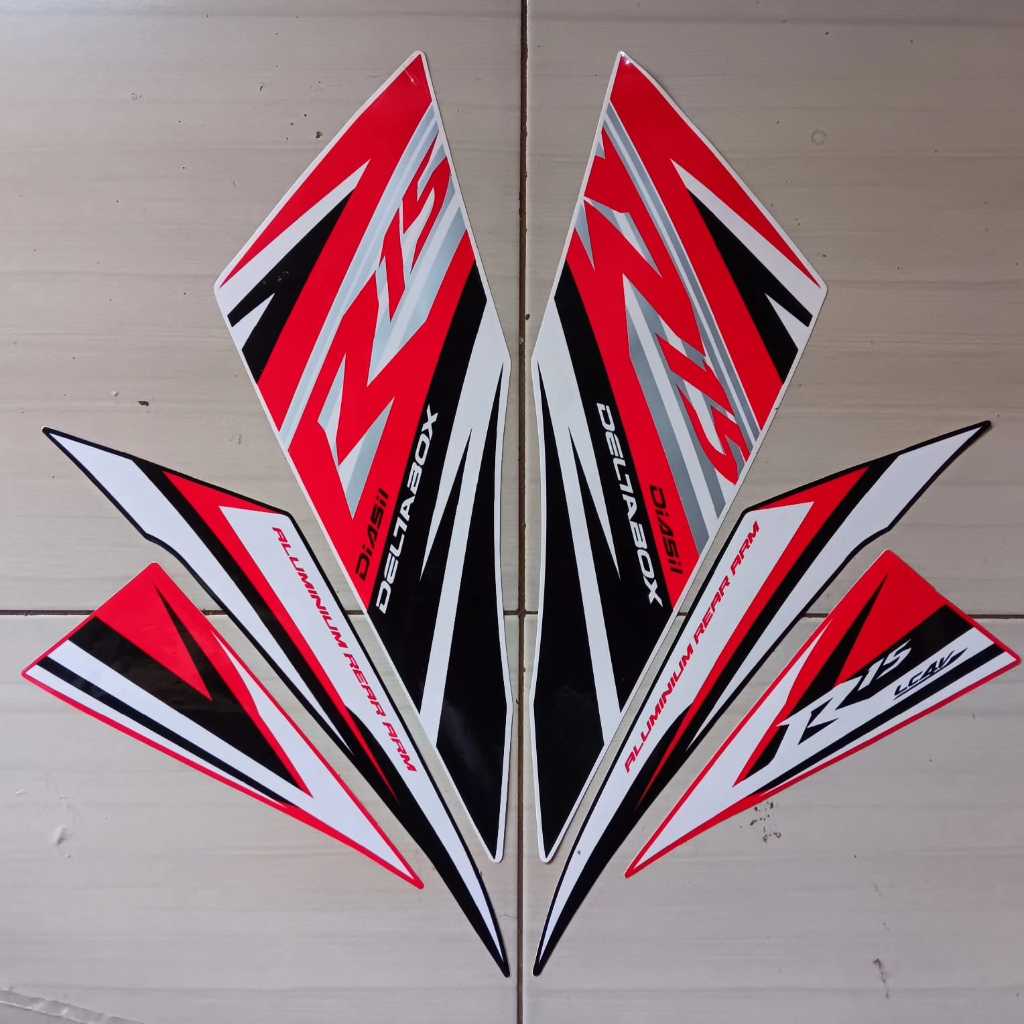Striping stiker motor yamaha r15 2014 merah putih